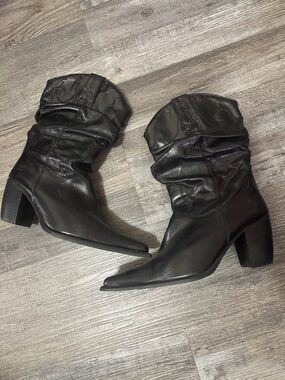 Vintage Destroy Spain Black Leather Western Boots 39 US 8-8.5